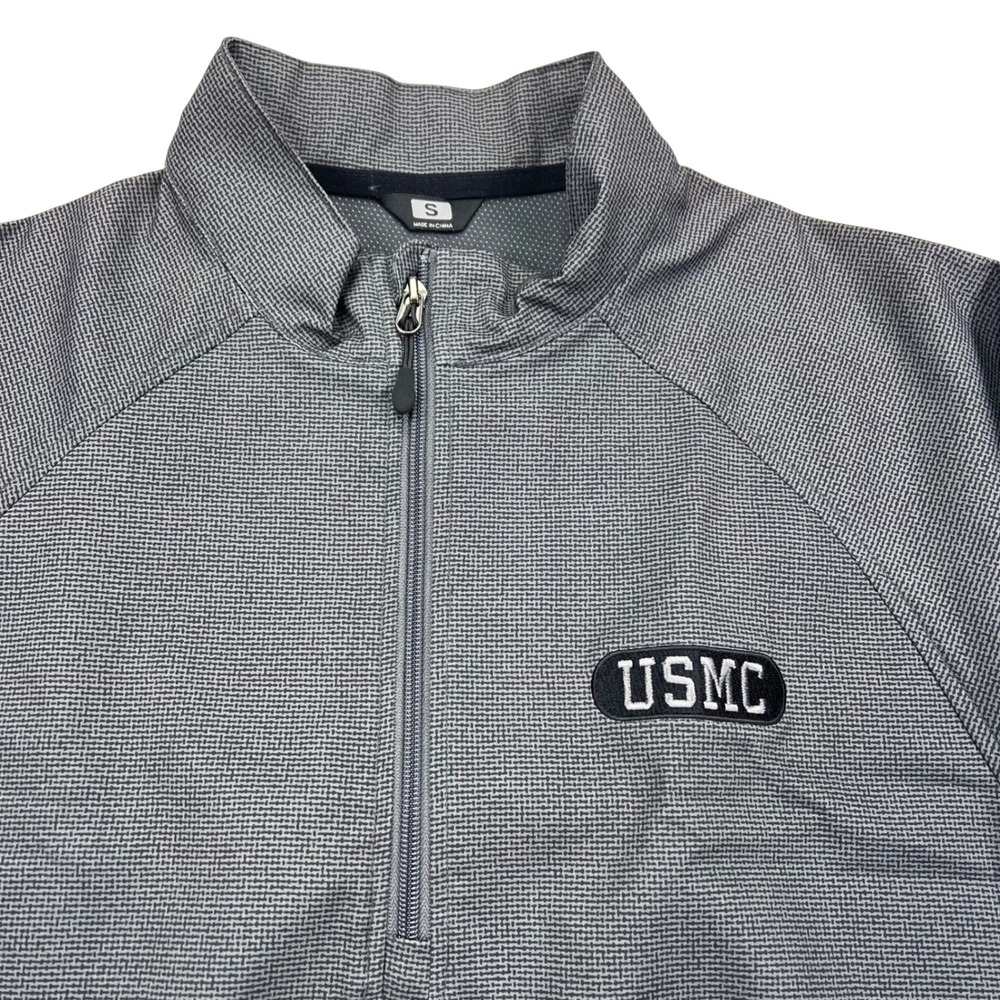USMC Weatherproof Pullover Mens Small Gray 1/4 Zip Softshell Jacket Marine